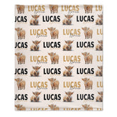 Personalized Highland Cow Brown Blanket - Gift Ideas for Kids